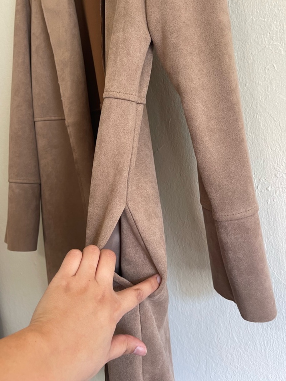 Vici Tan Open-Front Long Trench Coat - Picture 3 of 5